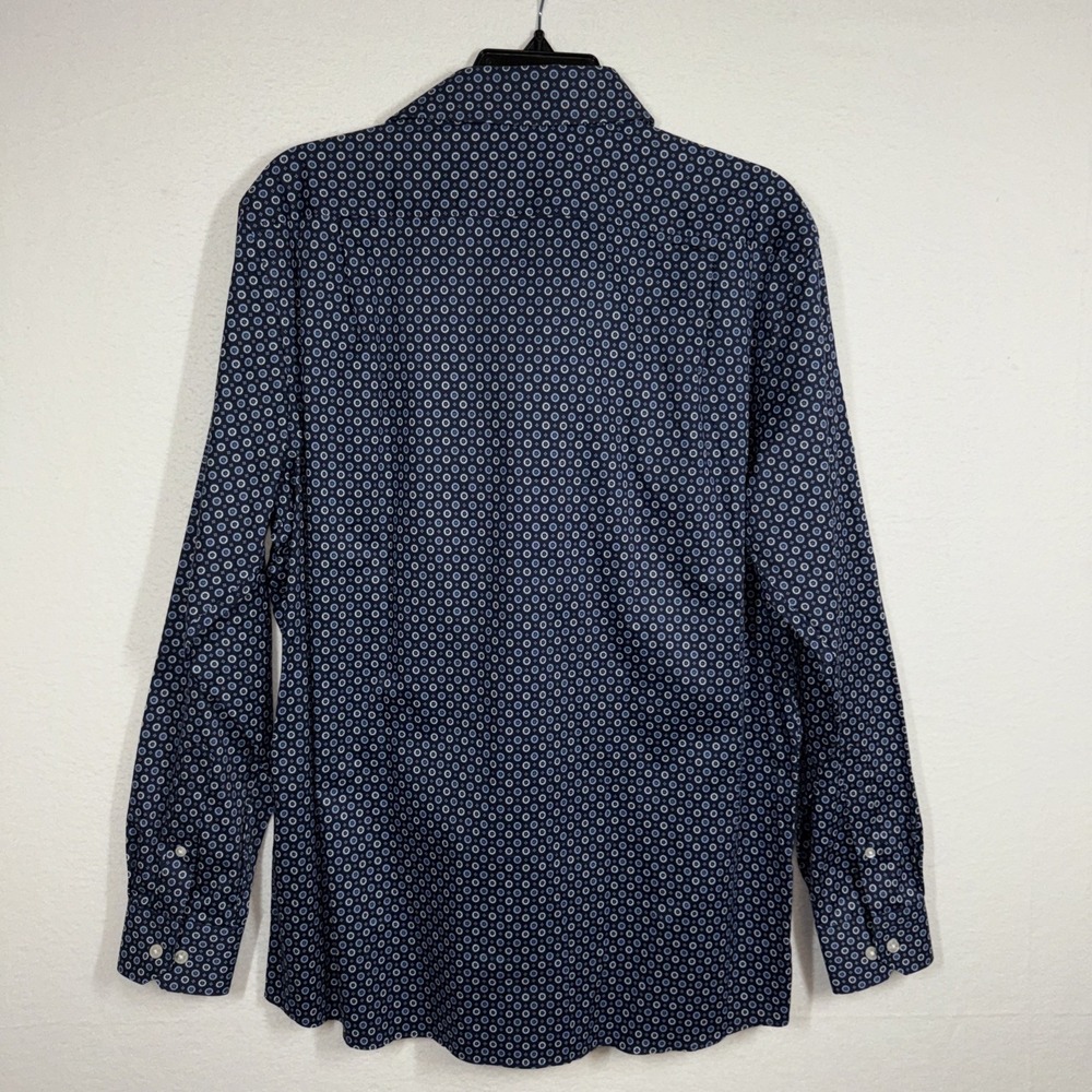 Hart Schaffner Marx Comfort Stretch Button Up Shirt Cotton Size M Blue Circles - Picture 7 of 13